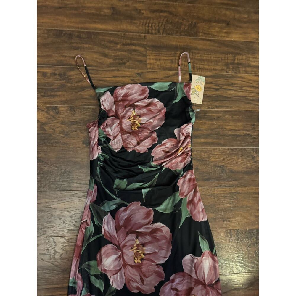Persaya Floral Sleeveless Dress Black Purple Maxi Size Large - Picture 2 of 8
